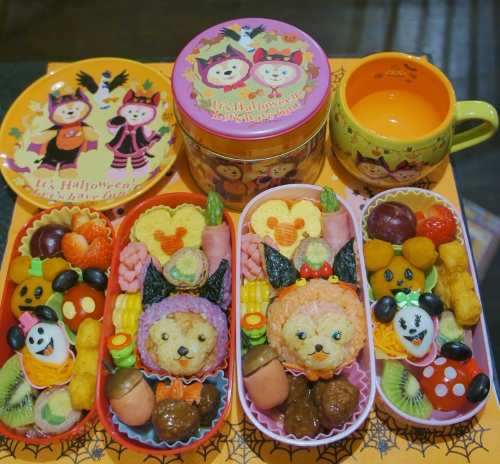 Happy Halloween コウモリダッフィー 黒猫シェリーメイのお弁当 Trattoria Tanabata Diary